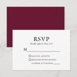 Modernes Minimalistisches Hochzeitburgund RSVP Karte