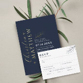 Modernes Minimalistisches HochzeitGold Folieneinladung