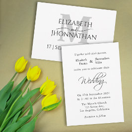 Modernes Minimalistisches Hochzeitgrau-Monogramm Einladung