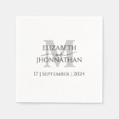 Modernes Minimalistisches Hochzeitgrau-Monogramm Serviette (Vorderseite)