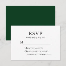 Modernes Minimalistisches Hochzeitgrün RSVP Karte