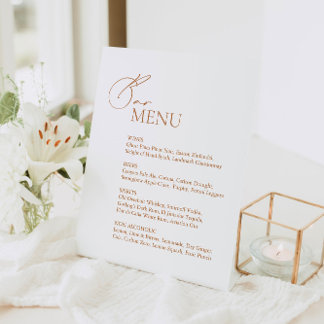 Modernes Minimalistisches Hochzeitmenü mit Bar Sockelschild