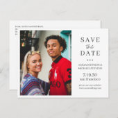 Modernes, minimalistisches Hochzeitsdatum für Foto Ankündigungspostkarte (Vorne/Hinten)