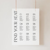 Modernes Minimalistisches Hochzeitsdiagramm-Poster Poster