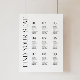 Modernes Minimalistisches Hochzeitsdiagramm-Poster Poster