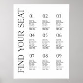 Modernes Minimalistisches Hochzeitsdiagramm-Poster Poster (Vorne)