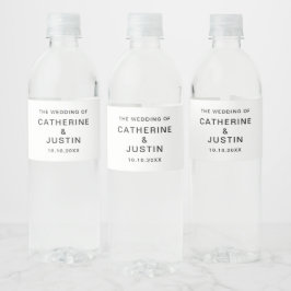Modernes Minimalistisches Hochzeitsereignis mit Te Wasserflaschenetikett
