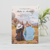 Modernes, minimalistisches Hochzeitserlebnis Foto Einladung (Stehend Vorderseite)