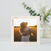 Modernes Minimalistisches Hochzeitsfest-Foto Dankeskarte (Stehend Vorderseite)