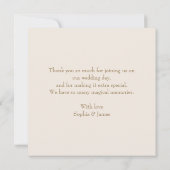 Modernes Minimalistisches Hochzeitsfest-Foto Dankeskarte (Rückseite)