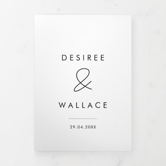 Modernes minimalistisches Hochzeitsfest-Foto Dreifach Gefaltete Einladung (Cover)