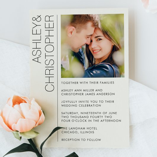 Modernes Minimalistisches Hochzeitsfest-Foto Einladung
