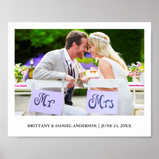 Modernes Minimalistisches Hochzeitsfest-Foto Poster (Vorne)