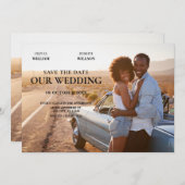 Modernes minimalistisches Hochzeitsfest-Foto Save The Date (Vorne/Hinten)