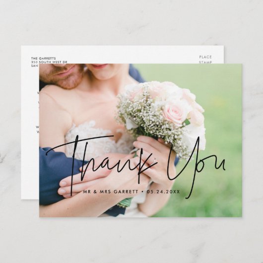 Modernes & minimalistisches Hochzeitsfest Foto Vie Postkarte (Vorne/Hinten)