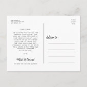 Modernes & minimalistisches Hochzeitsfest Foto Vie Postkarte (Rückseite)