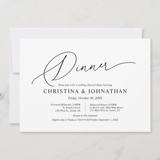 Modernes Minimalistisches, Hochzeitsfest und Abend Einladung (Vorderseite)