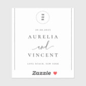 Modernes Minimalistisches Hochzeitslabel Aufkleber (Blatt)