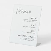 Modernes Minimalistisches Hochzeitsmenü Bar Sockelschild (Vorderseite)