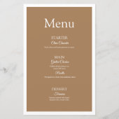 Modernes, minimalistisches Hochzeitsmenü für Fotos (Rückseite)