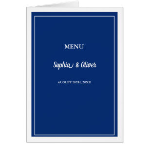 Modernes Minimalistisches Hochzeitsmenü mit blauer