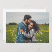 Modernes minimalistisches Hochzeitsplanungs-Foto Ankündigung (Vorne/Hinten)