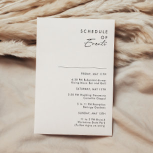 Modernes Minimalistisches Hochzeitsprogramm Begleitkarte