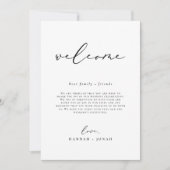 Modernes Minimalistisches Hochzeitsprogramm Begrüß Einladung (Vorderseite)