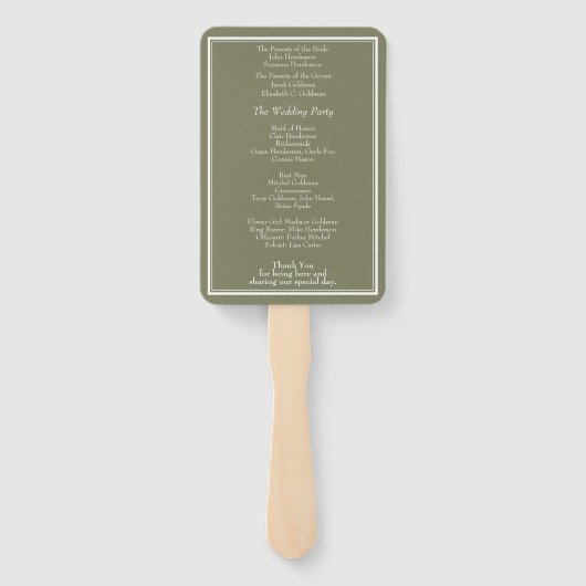 Modernes Minimalistisches Hochzeitsprogramm Fächer (Rückseite)