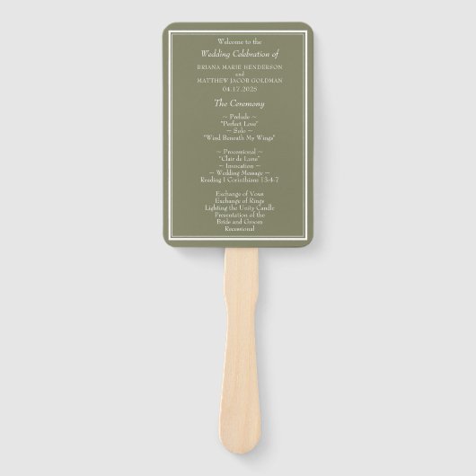 Modernes Minimalistisches Hochzeitsprogramm Fächer (Vorderseite)