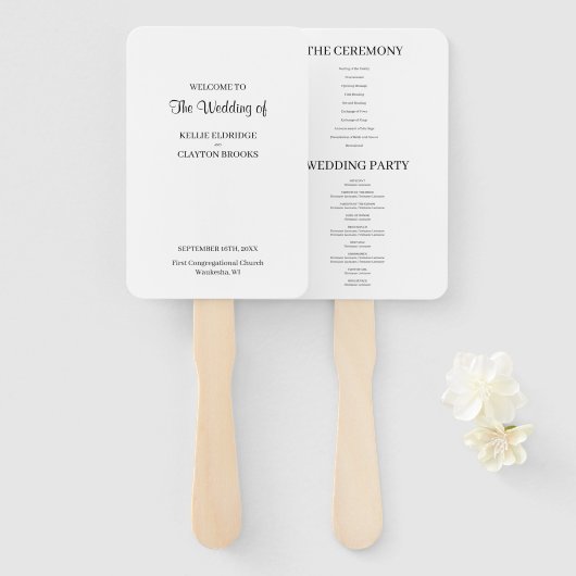 Modernes Minimalistisches Hochzeitsprogramm Fächer (Vorne und Hinten)