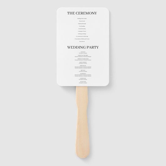 Modernes Minimalistisches Hochzeitsprogramm Fächer (Rückseite)