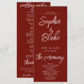 Modernes Minimalistisches Hochzeitsprogramm für Bl (Vorne/Hinten)