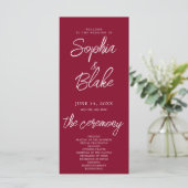 Modernes Minimalistisches Hochzeitsprogramm für Bu (Stehend Vorderseite)
