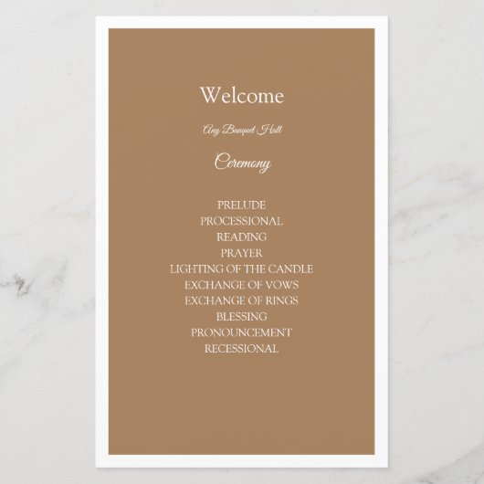 Modernes, minimalistisches Hochzeitsprogramm für F (Rückseite)