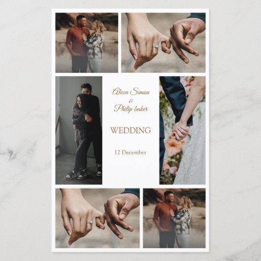 Modernes, minimalistisches Hochzeitsprogramm für F (Vorderseite)