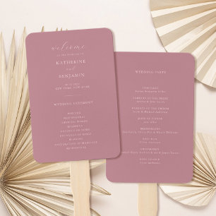 Modernes Minimalistisches Hochzeitsprogramm für Ro Fächer