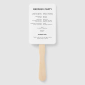 Modernes Minimalistisches Hochzeitsprogramm Handfa Fächer (Rückseite)