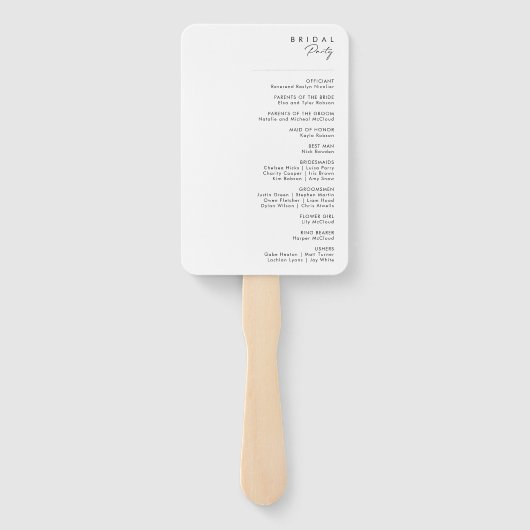 Modernes Minimalistisches Hochzeitsprogramm Handfa Fächer (Rückseite)