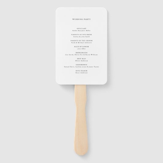 Modernes Minimalistisches Hochzeitsprogramm in Sch Fächer (Rückseite)