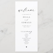 Modernes Minimalistisches Hochzeitsprogramm Menükarte (Vorderseite)