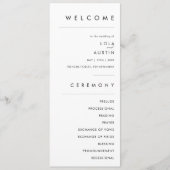 Modernes Minimalistisches Hochzeitsprogramm Programm (Vorderseite)