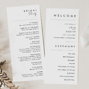 Modernes Minimalistisches Hochzeitsprogramm Programm