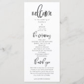 Modernes Minimalistisches Hochzeitsprogramm Programm (Vorderseite)