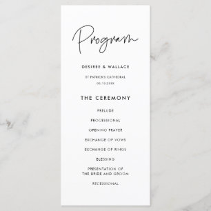 Modernes, minimalistisches Hochzeitsprogramm Programm