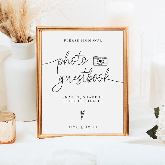 Modernes Minimalistisches Hochzeitssegment Foto Gä Poster