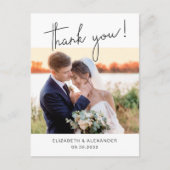 Modernes minimalistisches Hochzeitsskript Foto Vie Postkarte (Vorderseite)