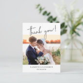 Modernes minimalistisches Hochzeitsskript Foto Vie Postkarte (Stehend Vorderseite)