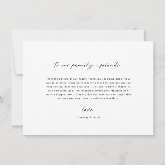 Modernes Minimalistisches Hochzeitsstipendium - Fo Dankeskarte (Rückseite)