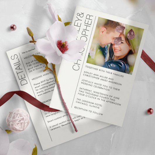 Modernes Minimalistisches Hochzeitsszenario - All- Einladung